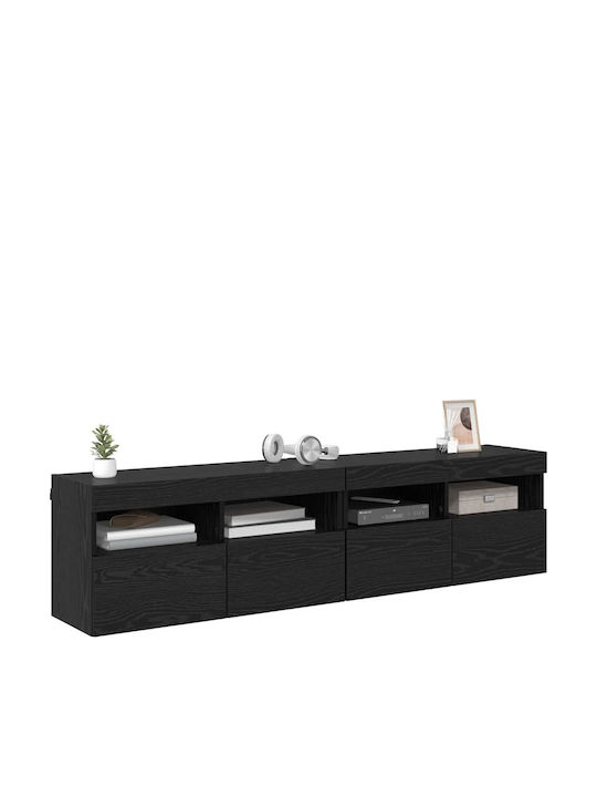 Living Room TV Unit with Lighting Black Beech L80xW30xH40cm
