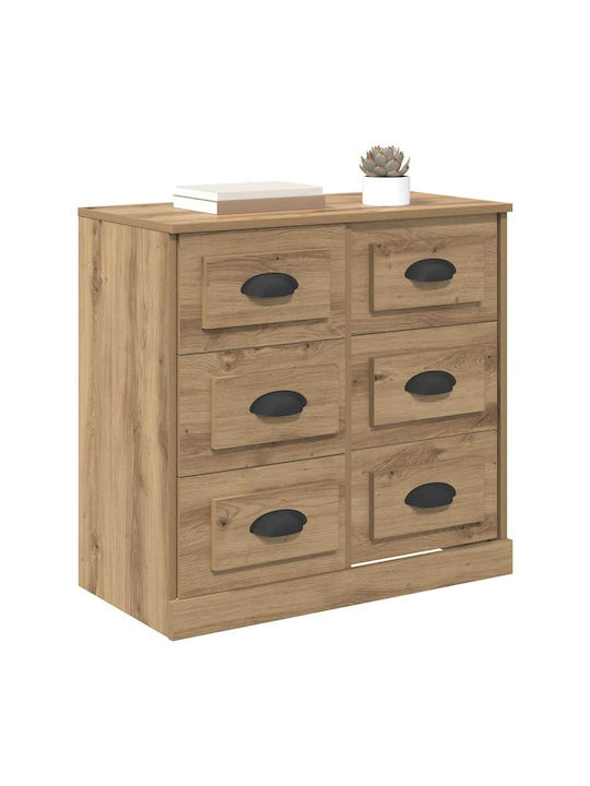 Sideboard Wooden with Drawers Artisan Oak 70x35.5x67.5cm