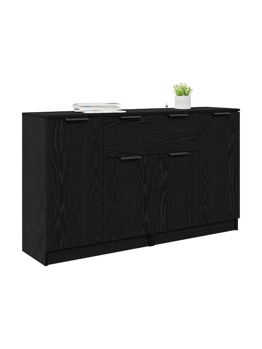 Sideboard Wooden with Drawers Black Beech 60x30x70cm