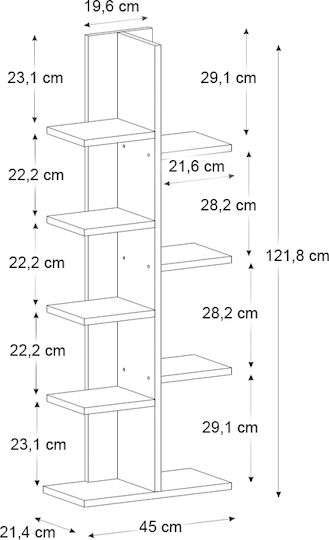 Bibliotecă Tree Sapphire Oak 45x21.4x121.8 cm