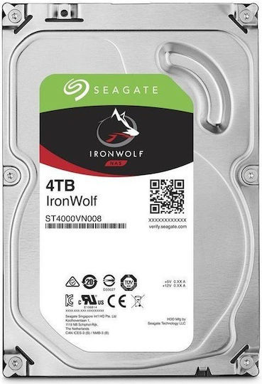Seagate Ironwolf Nas 4TB HDD Hard Drive 3.5" SATA III 5400rpm with 256MB Cache for NAS ST4000VN006