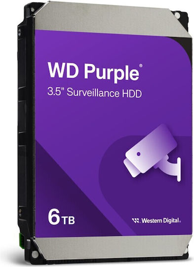 Western Digital Purple 6TB HDD Σκληρός Δίσκος 3.5" SATA III 5400rpm με 256MB Cache για Καταγραφικό WD64PURZ