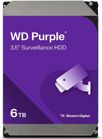 Western Digital Purple 6TB HDD Σκληρός Δίσκος 3.5" SATA III 5400rpm με 256MB Cache για Καταγραφικό WD64PURZ