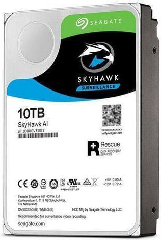 Seagate SkyHawk AI Surveillance 10TB HDD Hard Drive 3.5" SATA III 7200rpm with 256MB Cache for Recorder / NAS / Server ST10000VE001