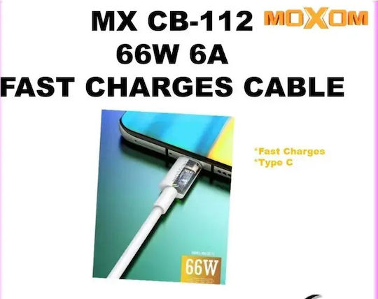 Moxom MX-CB112 USB 2.0 Cable USB-C Male - USB-A 66W PD White 1m