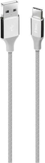 TTEC Braided USB 2.0 Cable USB-C male - USB-A Silver 1.2m (2DK18G)