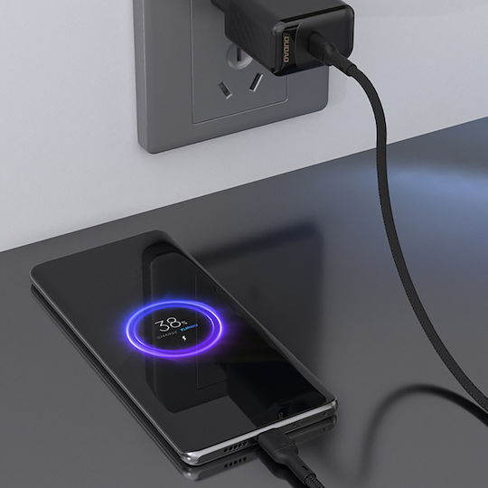 Dudao USB 2.0 Cable USB-C male - USB-C 65W PD Μαύρο 1m