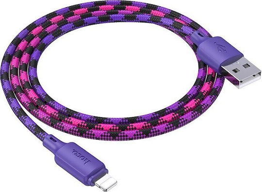 Hoco X116 Braided USB-A to Lightning Cable Μωβ 1m