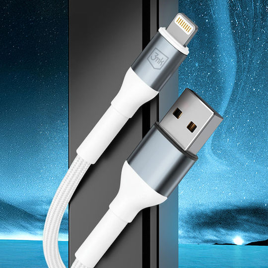 3MK Regular USB-A la Cablu Lightning 12W Alb 2m
