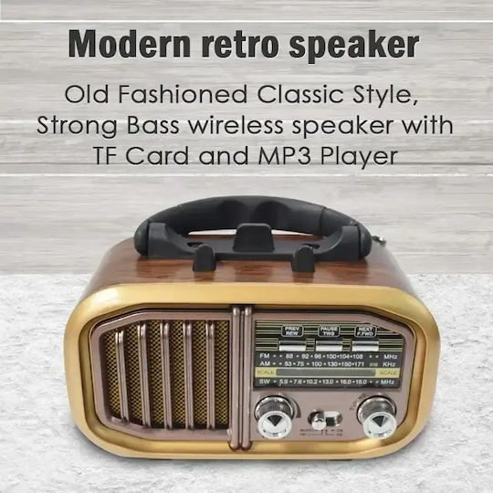 Golon RX-BT618S Retro Tragbares Radio mit Bluetooth und USB Gold