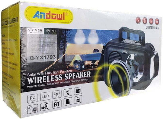 Andowl Q-YX1793 Tragbares Radio Solar mit Bluetooth und USB Schwarz