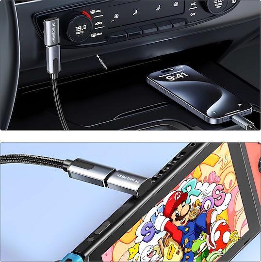 Wozinsky Конвертор USB-C мъжки към USB-C женски Сив 1бр WPKF-01
