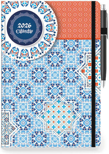 Daily Diary Grid 14x21cm Elastic Pen 890139 Various Designs