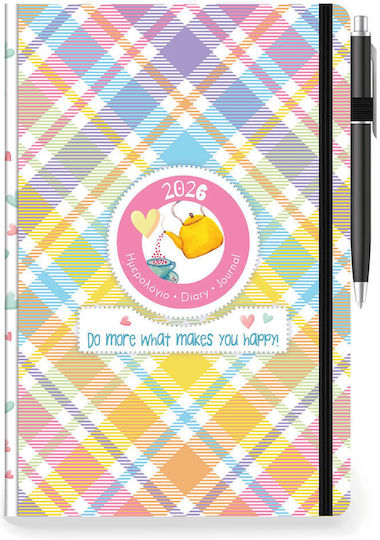 Daily Diary Grid 14x21cm Elastic Pen 890139 Various Designs