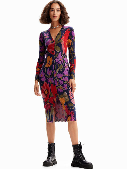 Delaware Midi Shirt Dress Knitted Floral Dress