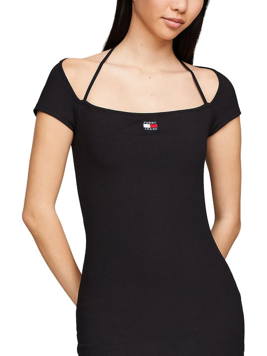 Summer Midi Knitted Black Dress