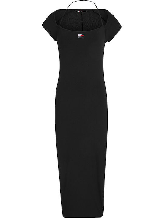 Summer Midi Knitted Black Dress