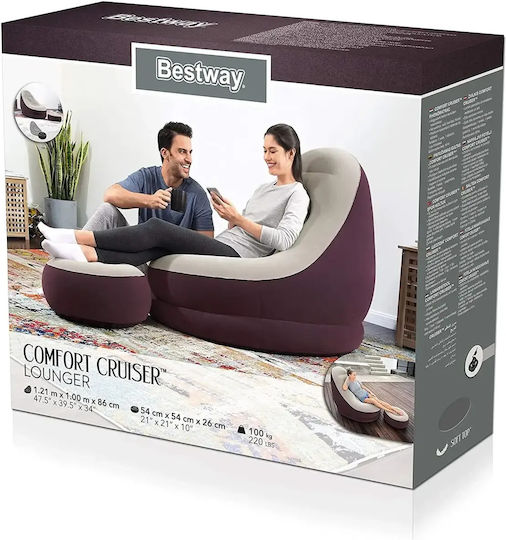 Inflatable Armchair for Indoor & Outdoor Use Footrest Bestway Comfort Cruiser Inflatable Lounger Armchair 75053