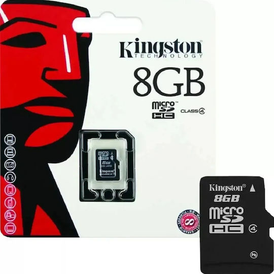 Kingston microSDHC 8GB Class 4 High Speed με αντάπτορα