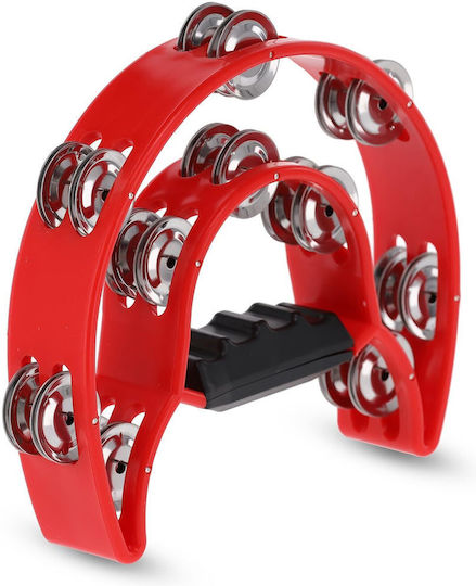 Gewa Half Moon Red Plastic Hand Tambourine with Double Row Jingles