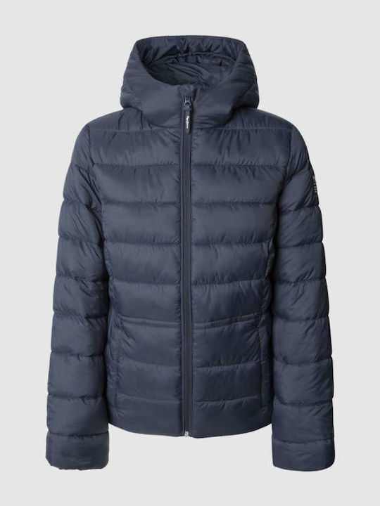 Γυναικείο Puffer Μπουφάν για Χειμώνα Μπλε