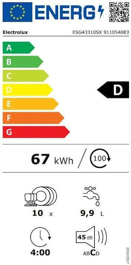 Electrolux Freistehender Geschirrspüler für 10 Gedecke B62xH85cm Gray
