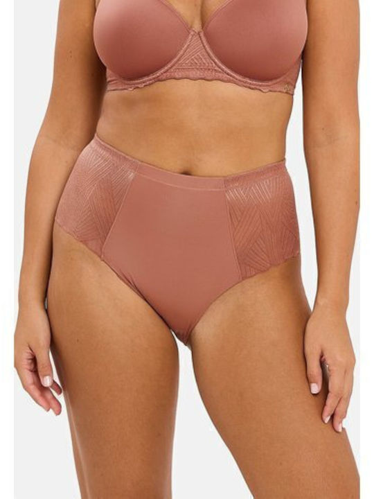 High-waisted Women's Slip with Lace Beige
