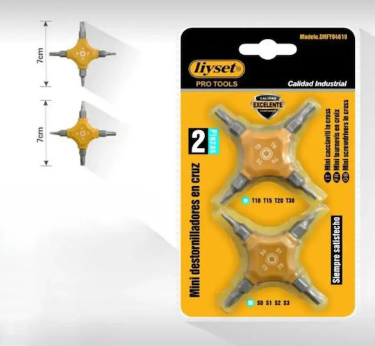 Liyset Mini Screwdriver Set Torx & Square – 8 Tips T10-T30 & S0-S3 204619