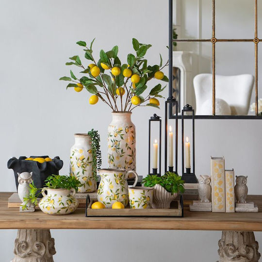 Artekko Decorative Vase Lemon White 20.5x13.2x20.5cm