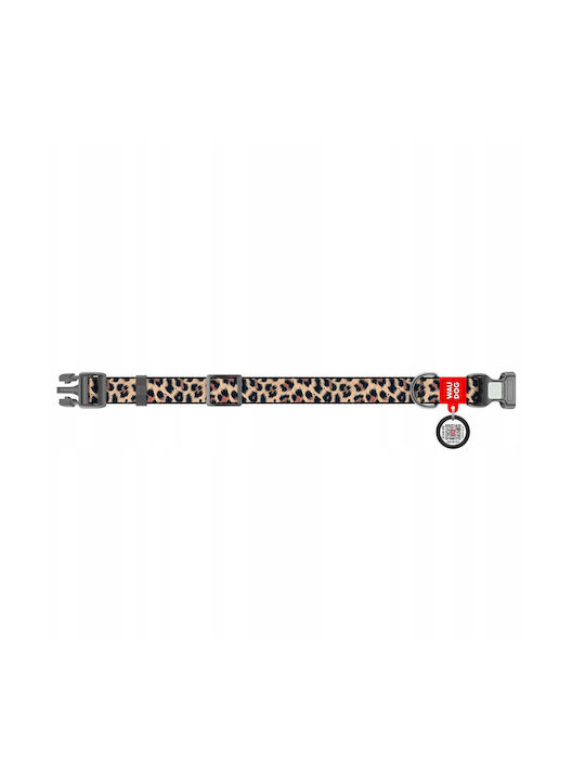 Wau Dog Nylon Collar QR Address Tag XL 25mm/37-58cm Leopard