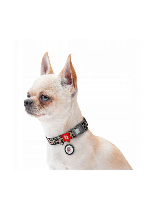 Wau Dog Nylon Collar QR Address Tag XL 25mm/37-58cm Leopard