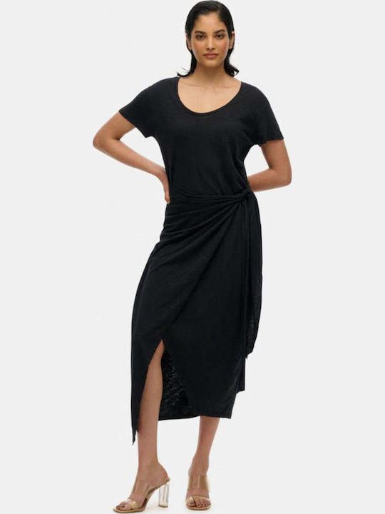 Rochie Midi Wrap-Around Neagră