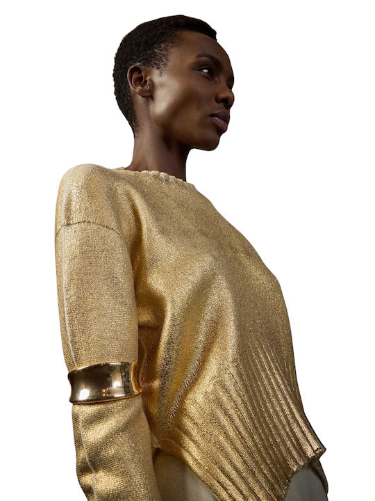Women's Long Sleeve Sweater Woolen Gold