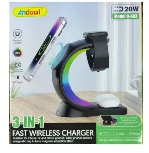 Andowl Wireless Charger (Qi Pad) 20W Blacks (Q-A93)