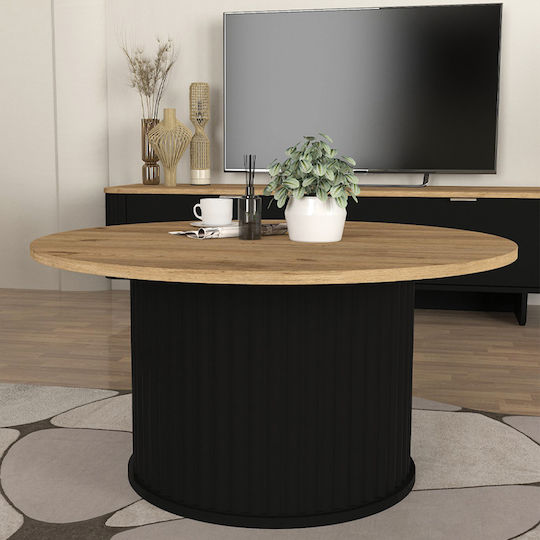 Кръгла Централна Кафе Маса Bohema Дървена Черна - Sepet Oak Ш85xД85xВ43.2см