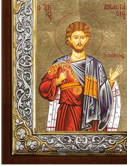 Heiligenikonen von Agios Anastasis Silberbild mit Siebdruck 26x20cm