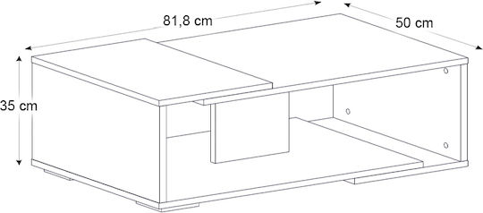 Rectangular Central Coffee Table Mareta Black - Walnut W81.8xL50xH35cm