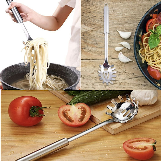 Deep Pasta Spoon Colander Stainless Steel Grey 31cm