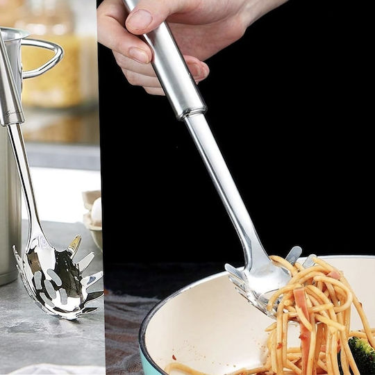 Deep Pasta Spoon Colander Stainless Steel Grey 31cm