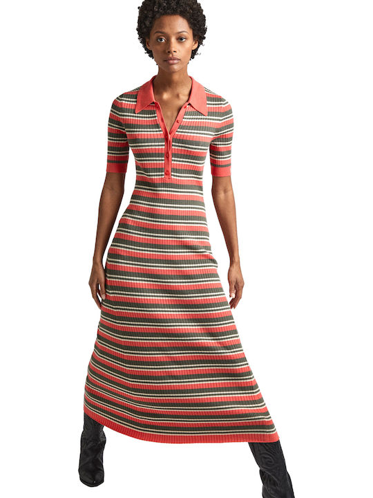 Summer Midi Knitted Dress Red
