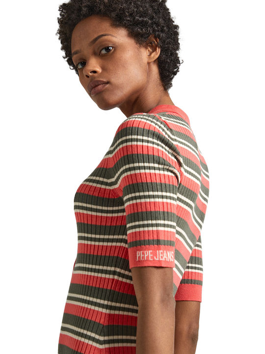 Summer Midi Knitted Dress Red