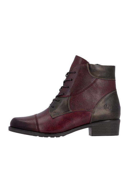 Leather Women's Ankle Boots Burgundy