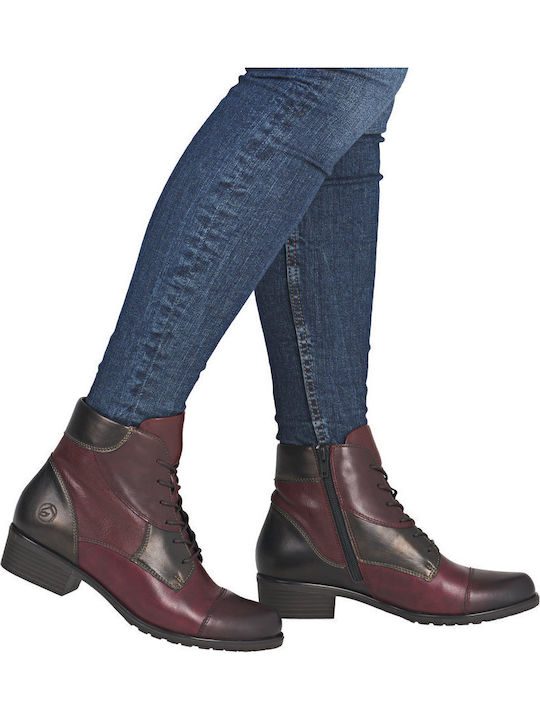 Leather Women's Ankle Boots Burgundy
