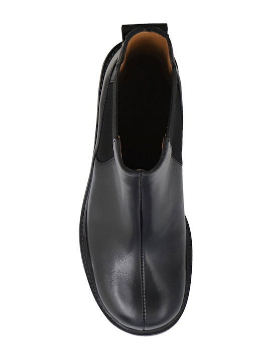 Leder Stiefeletten Damen Schwarz