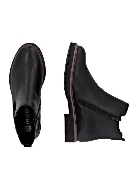 Leder Stiefeletten Damen Schwarz