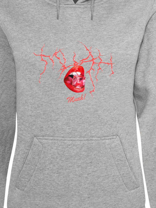 Damen Sweatshirt mit Kapuze Heather Grau