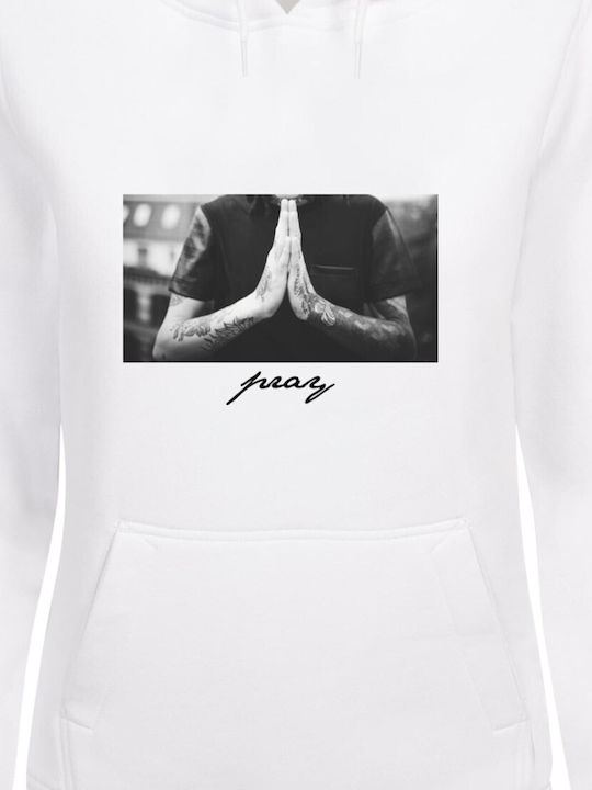 Ladies Women's Sweatshirt Hooded White