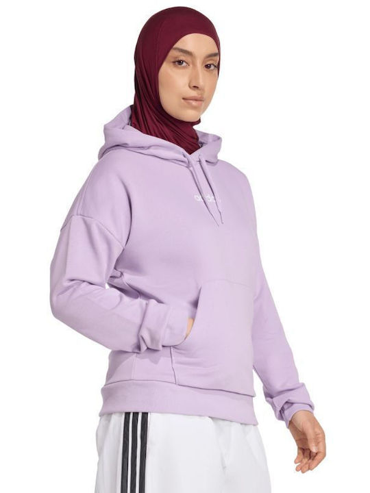 Essentials Linear French Terry Γυναικείο Φούτερ με Κουκούλα Purple