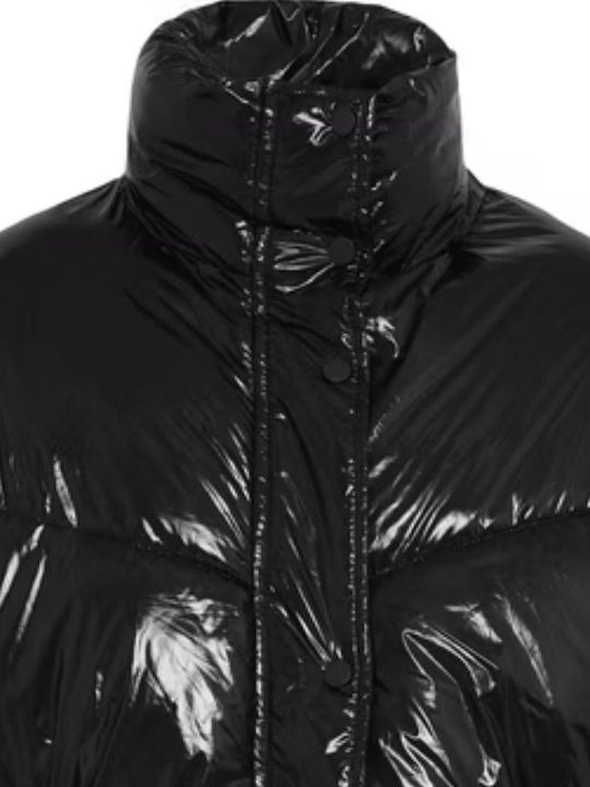 Lang Damen Puffer Jacke für Winter Black