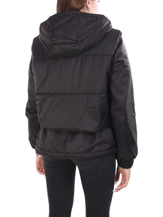 Damen Ärmellos Puffer Jacke für Winter Black